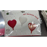 Set 3 Baloane din Folie Metalizata, Vivimall, Model Inimi, Tema Ziua Indragostitilor, 45 cm, 2 Rosii, 1 Alb, Ambalaj Individual, Pai Inclus, Umflare cu Aer sau Heliu, Alb/Rosu - vivimall.ro