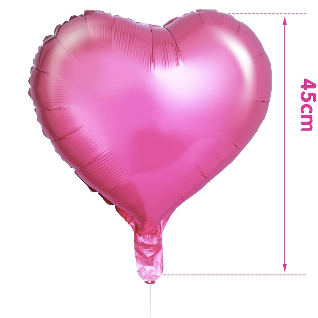 Set 3 Baloane din Folie Metalizata, Vivimall, Figurina Inima, Tema Ziua Indragostitilor, 45 cm, Ambalaj Individual, Pai Inclus, Umflare cu Aer sau Heliu, Roz - vivimall.ro