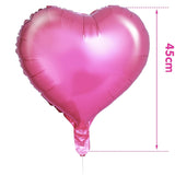 Set 3 Baloane din Folie Metalizata, Vivimall, Figurina Inima, Tema Ziua Indragostitilor, 45 cm, Ambalaj Individual, Pai Inclus, Umflare cu Aer sau Heliu, Roz - vivimall.ro