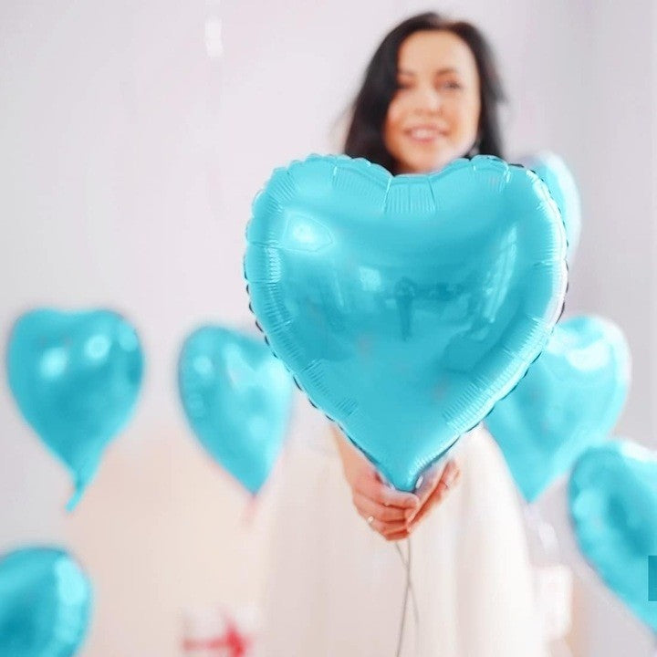 Set 3 Baloane din Folie Metalizata, Vivimall, Figurina Inima, Tema Ziua Indragostitilor, 45 cm, Ambalaj Individual, Pai Inclus, Umflare cu Aer sau Heliu, Albastru/Argintiu - vivimall.ro