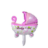 Set 3 Baloane Din Folie Metalizata, Figurine Carucior, Inima, Fundita, Tema Botez, 45 Cm, Ambalaj Individual, Pai Inclus, Umflare Cu Aer Sau Heliu - vivimall.ro