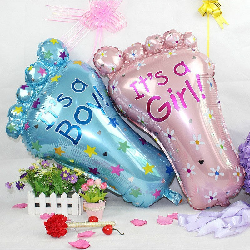 Set 3 Baloane din Folie Metalizata, Vivimall, Figurine Picior 46x79 cm, Inima 45 cm, Stea 45cm, Model It's a Girl, Tema Gender Reveal, Ambalaj Individual, Pai Inclus, Umflare cu Aer sau Heliu, Roz - vivimall.ro