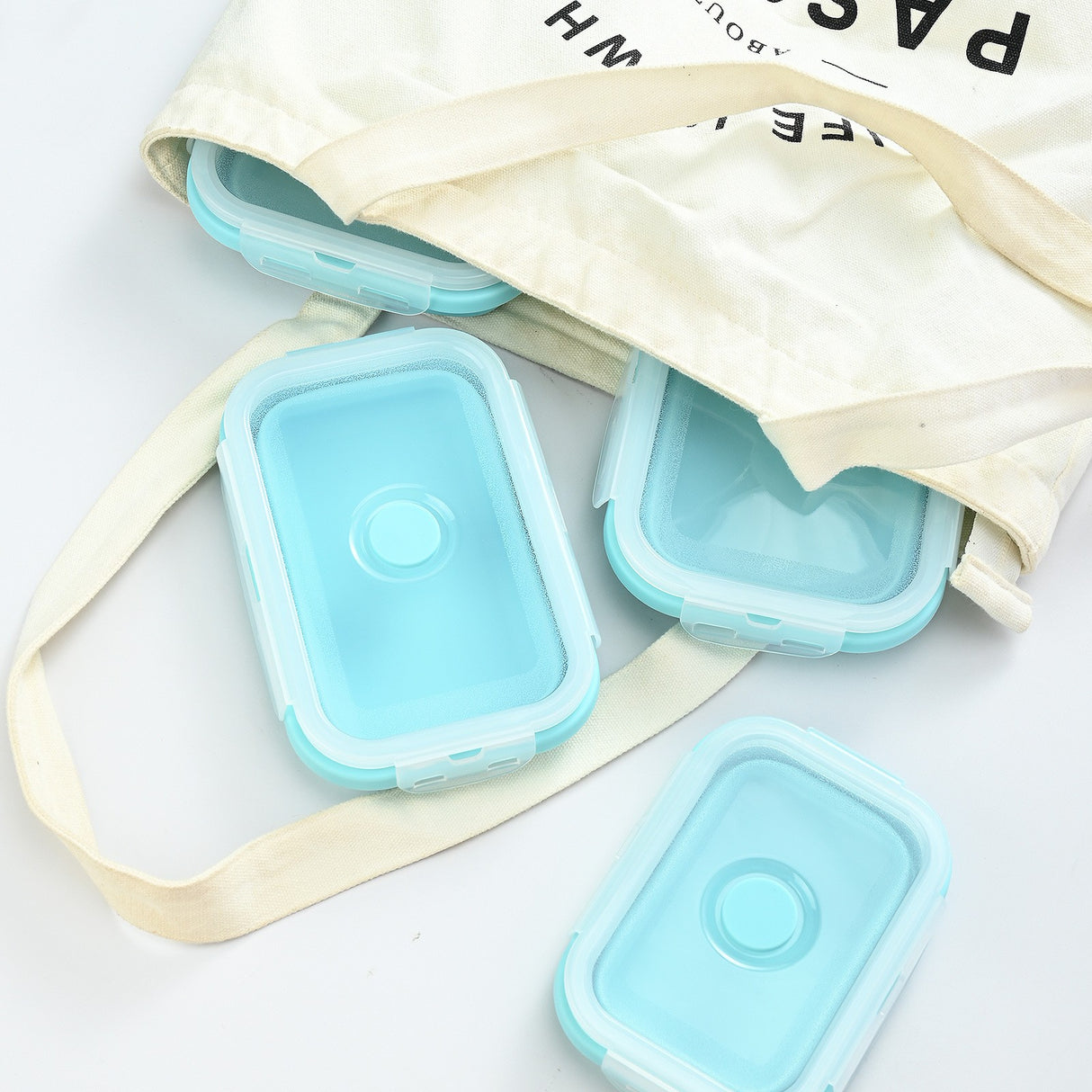 Set 3 Caserole Pliabile Din Silicon, Rezistenta La Temperaturi Ridicate, Usor De Depozitat Si Curatat, 350/500/800 Ml, Utilizare In Cuptorul Cu Microunde, Albastra - vivimall.ro