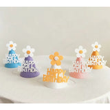 Set 3 Coifuri Happy Birthday, Vivimall, pentru Petrecere, Tematica Aniversare, cu Floare din Spuma, Multicolor - vivimall.ro