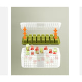 Set 3 forme pentru gheata si o caserola pentru depozitare Vivimall, 96 de cuburi, verde - vivimall.ro