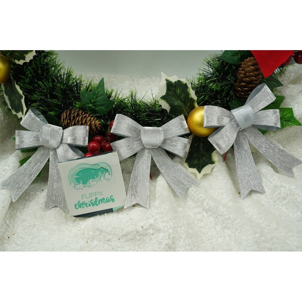 Set 3 fundite pentru brad, Argintii, 10 x 11 cm, din poliester, Vivimall - vivimall.ro