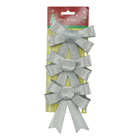 Set 3 fundite pentru brad, Argintii, 10 x 11 cm, din poliester, Vivimall - vivimall.ro