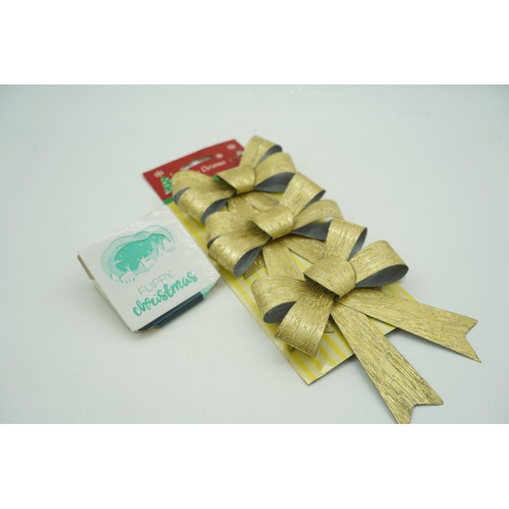 Set 3 fundite pentru brad, Aurii, 10 x 11 cm, din poliester, Vivimall - vivimall.ro