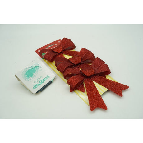 Set 3 fundite pentru brad, Rosii, cu sclipici, 10 x 11 cm, din poliester, Vivimall - vivimall.ro