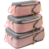 Set 3 Genti de Calatorie Vivimall, Pentru Depozitare, Compresibile, 3 Dimensiuni, Mic, Mediu, Mare, Impermeabile, Fermoar Dublu, Roz - vivimall.ro
