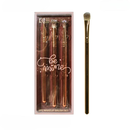 Set 3 Pensule de Machiaj, Vivimall, Portabile, pentru Fard de Ochi, din Par Sintetic Moale, Auriu, 16.5x6.5x1.6 cm - vivimall.ro