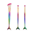 Set 3 Pensule pentru Machiaj Vivimall, in Forma de Sirena, Electroplacate, Detalii Fine, Maner Ergonomic, Peri din Fibra Moale, Multicolor - vivimall.ro