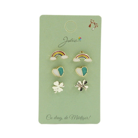Set 3 Perechi Cercei Curcubeu, Inima, Trifoi - vivimall.ro