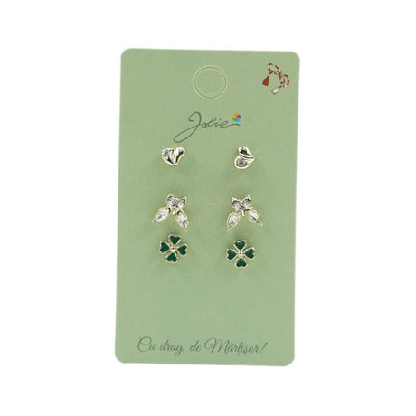 Set 3 Perechi Cercei Inima, Fluture, Trifoi - vivimall.ro