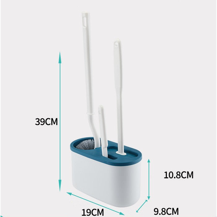 Set 3 Perii Pentru Toaletă, Din Silicon, Perie Zimțată, Cap Flexibil, Suport Adeziv, Pentru Montarea Pe Perete, 39 x 19 x 9,8 cm - vivimall.ro