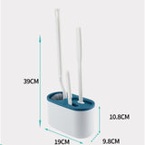 Set 3 Perii Pentru Toaletă, Din Silicon, Perie Zimțată, Cap Flexibil, Suport Adeziv, Pentru Montarea Pe Perete, 39 x 19 x 9,8 cm - vivimall.ro