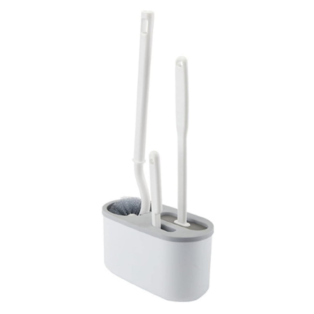 Set 3 Perii Pentru Toaletă, Din Silicon, Perie Zimțată, Cap Flexibil, Suport Adeziv, Pentru Montarea Pe Perete, 39 x 19 x 9,8 cm - vivimall.ro