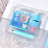 Set 3 Produse de Machiaj, KEVIN &amp; COCO, Ice Blue Bear, 6 culori, 15.5 x 13 x 3.4 cm