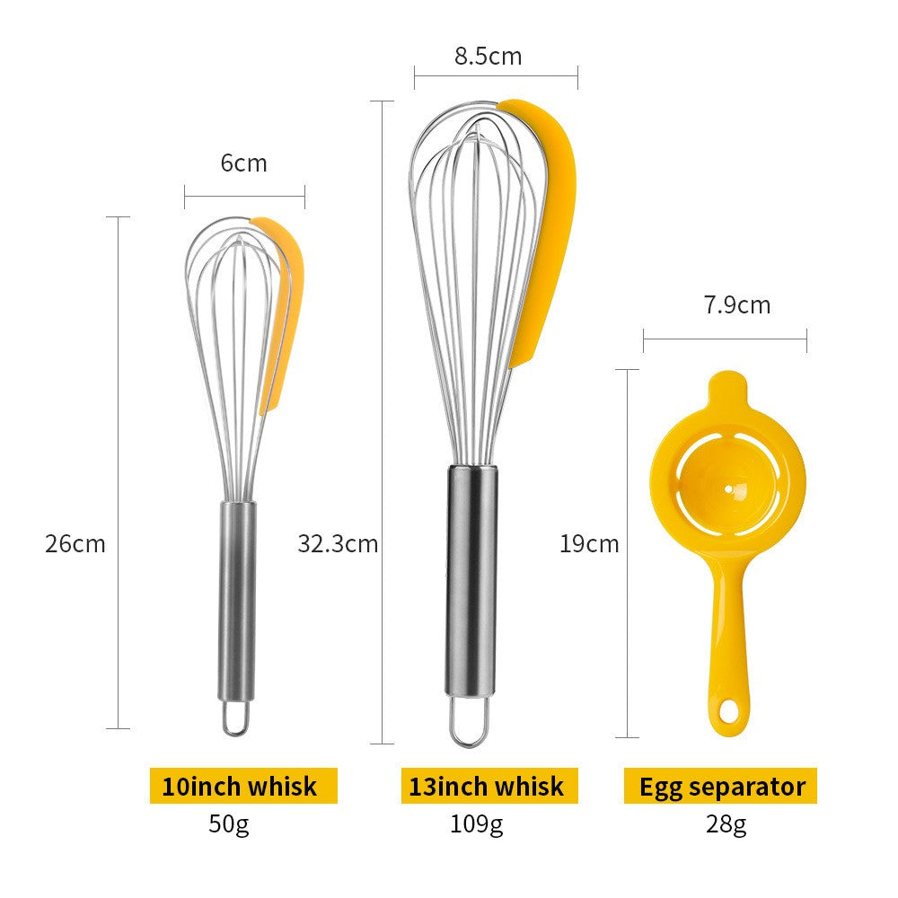 Set 3 Ustensile Pentru Bucatarie 2 Teluri, Un Separator Oua, Inox/Silicon, Galben - vivimall.ro