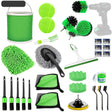 Set 30 Accesorii pentru Curatare Auto, Vivimall, din PP si Microfibra, Interior/Exterior, 30 x 24 x 12 cm, Verde - vivimall.ro