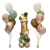Set 30 Baloane Folie si Latex, Vivimall, Tematica Prima Aniversare, Baloane Latex 30cm, 25cm, Figurina Girafa 32x34 cm, Frunza Palmier 15 cm, Cifra 1 76 cm, Multicolor - vivimall.ro
