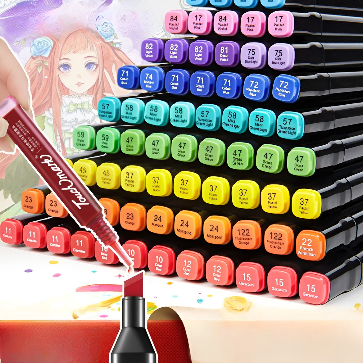 Set Cutie 36 Markere, Vivimall, cu Alcool, Artist Markers, Cutie Plastic cu Maner, Vivimall, Multicolor - vivimall.ro