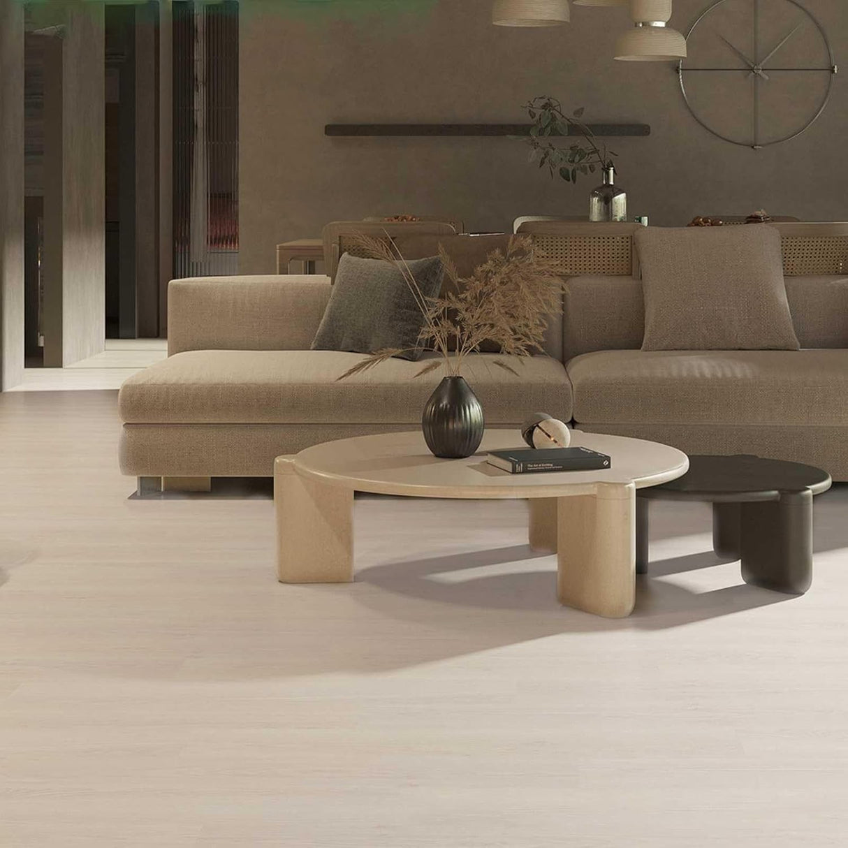 Set 36 Placi Autoadezive pentru Pardoseala, Flippy, din PVC, Impermeabil, Ignifug, Usor de Curatat, Dimensiune Placa 91.44 x 15.24 cm, Grosime 1.5 mm, Acoperire 5 m2, Model 2, Natur - vivimall.ro