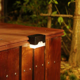 Set 4 Aplice Solare, Vivimall, Lumina LED-uri, IP65, din ABS+PC, 8-10 h Iluminare, Baterie 1.2 V 600 mAh, Montare pe Trepte/Borduri, Lumina Alb Cald, 7.9 x 5 cm, Negru - vivimall.ro