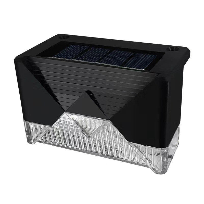 4 db-os napelemes fali lámpa szett, LED világítás, IP65, ABS+PC-ből készült, 8-10 óra világítás, 1,2 V 600 mAh akkumulátor, lépcsőre/járdaszegélyre szerelhető, meleg fehér fény