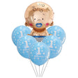Set baloane pentru fetite, Vivimall, FIRST ANIVERSARY, 5 latex 1 Birthday, 1 balon folie din aluminu baby boy, 71 cm, Albastru - vivimall.ro