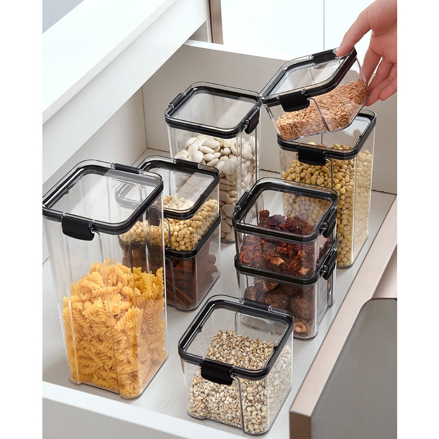 Set 4 Recipiente din Plastic, Vivimall, pentru Alimente/Obiecte, Inchidere Ermetica, 1 x 460 ml, 2 x 700 ml, 1 x 1300 ml, Transparent - vivimall.ro