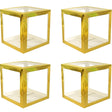 Set 4 Cutii pentru Baloane, Vivimall, Model Simplu, Tematica Aniversare, Cuburi Decorative din Plastic, Accesorii pentru Petrecere, 30 x30 cm, Transparente Contur Auriu - vivimall.ro