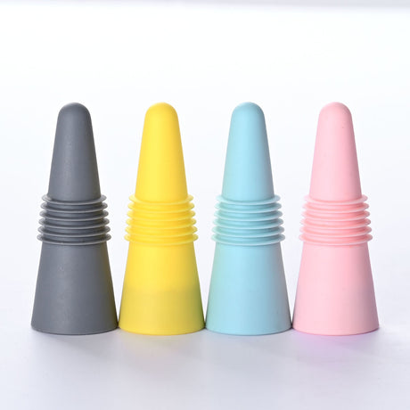 Set 4 dopuri reutilizabile din silicon Vivimall, pentru sticle de vin, bautura, multicolor - vivimall.ro