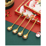 Set 4 Lingurite, Flippy, Tema Craciun, Model Carry The Merry, 4 Modele Tip Pandantiv, din Otel Inoxidabil, 19 x 16 x 2 cm, Multicolor - vivimall.ro