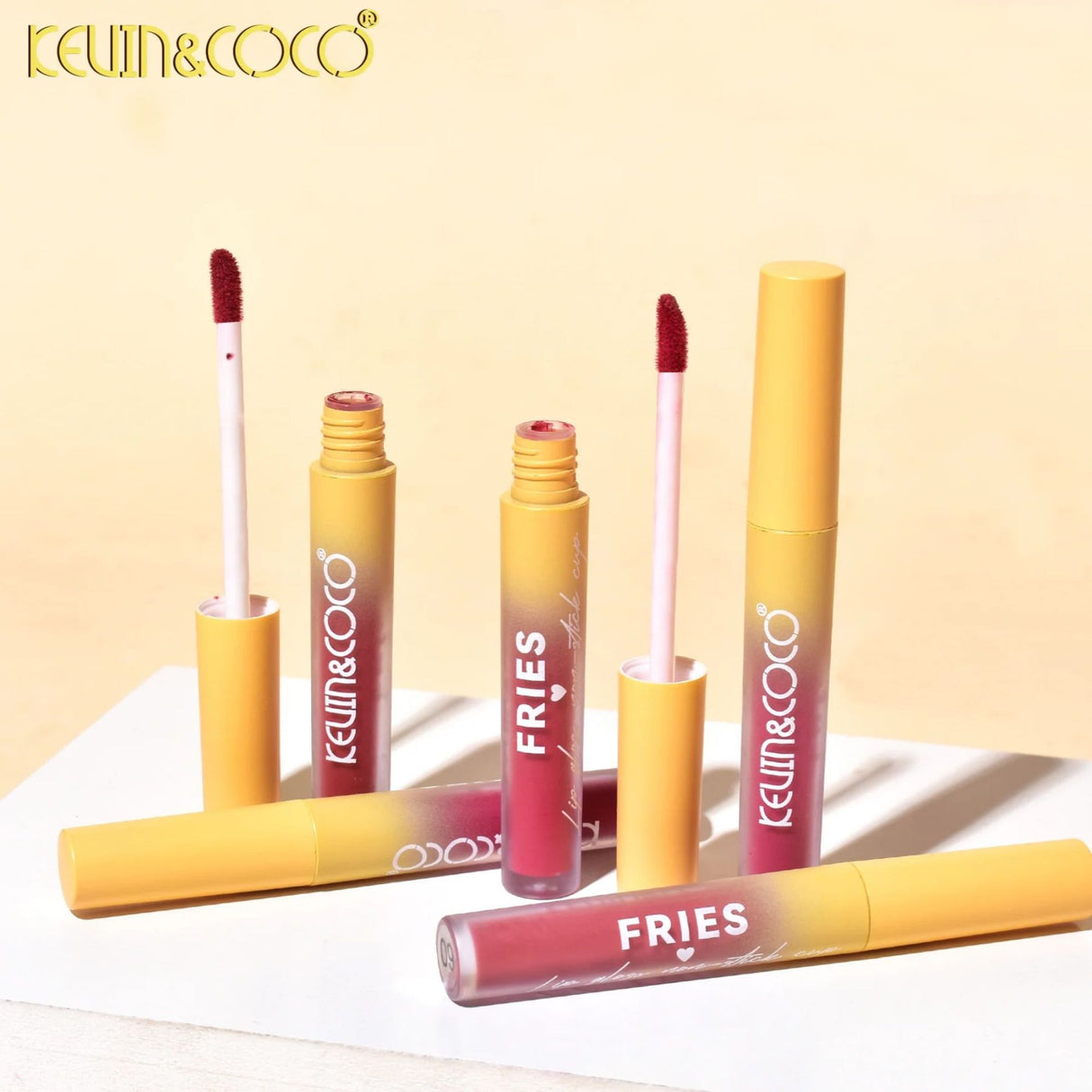Set  Luciu de buze, Kevin & Coco, Fries Baby, 4 Lip Gloss-uri, Stralucire si Hidratare Intensa, Rezistent, Multicolor - vivimall.ro