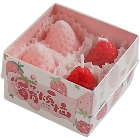 Set 4 Lumanari Parfumate, Vivimall, Model Capsunici, Ardere 30 min, 52g, 6.3 x 6.3 x 3.8 cm, Rosu/Roz - vivimall.ro