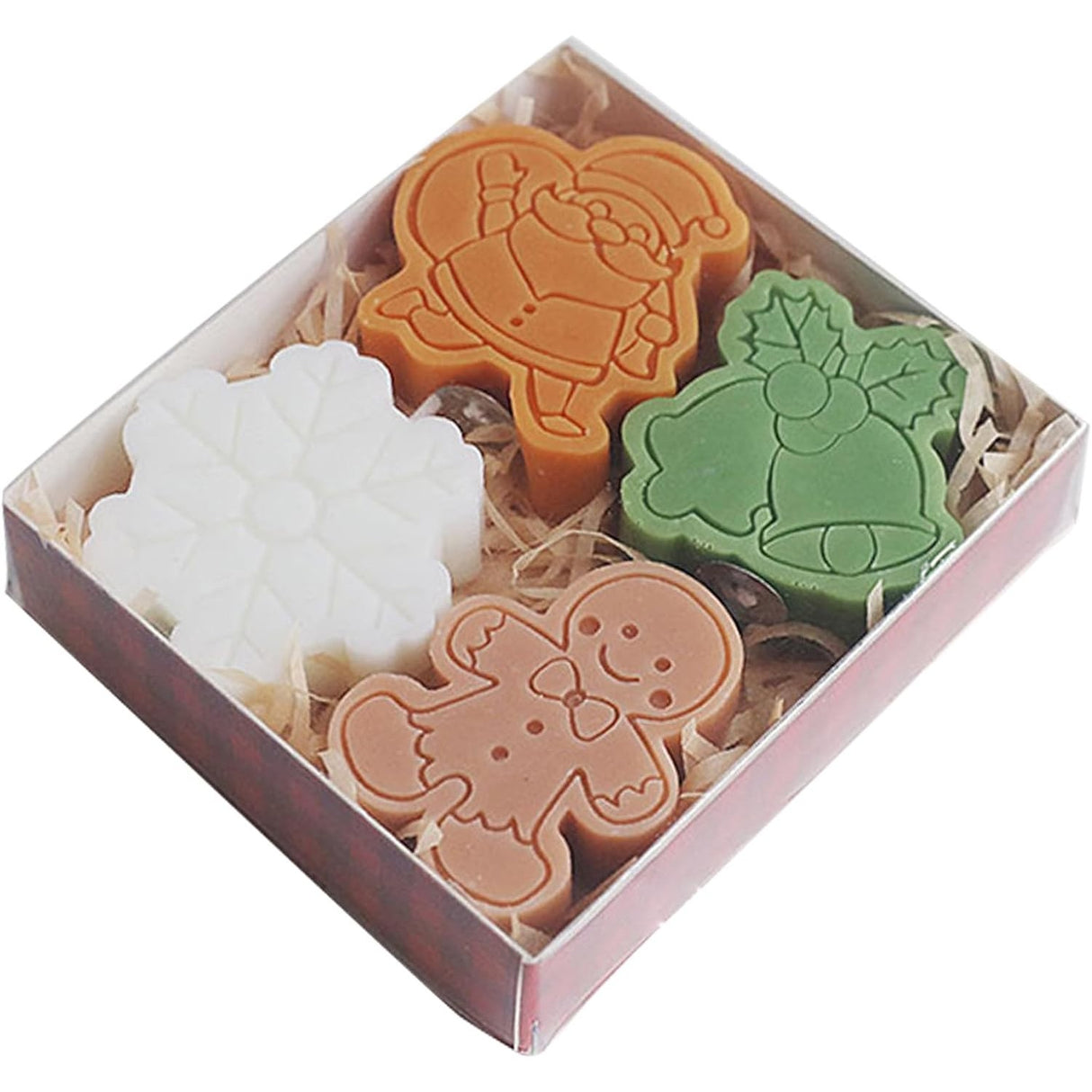 Set 4 Lumanari Parfumate, Vivimall, Tema Craciun, din Parafina, 10.2 x 9.1 x 2.7 cm, Multicolor - vivimall.ro