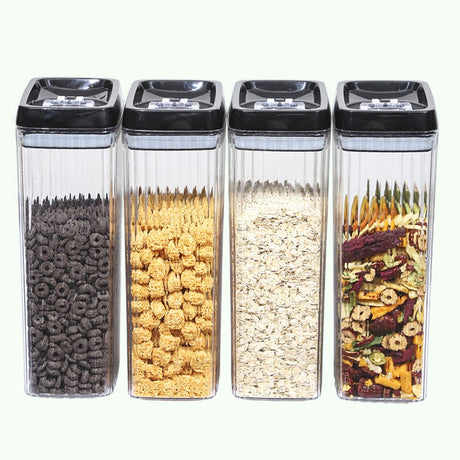 Set 4 Recipiente din Plastic, Vivimall, pentru Alimente/Obiecte, Inchidere Ermetica, Textura Ondulata, 4 x 3.3 l, Transparent - vivimall.ro