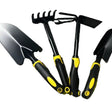 Set 4 Unelte de Gradina Vivimall, pentru Plantare, Prelucrare Sol si Ingrijire Plante, Material PVC Carbon, Grebla, Sapaliga cu Cap Dublu, Lopata Mica, Lopata Lata, 43 x 11 cm, Negru/Galben - vivimall.ro