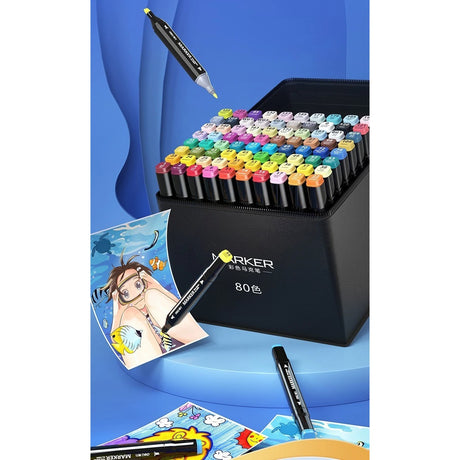 Set 40 Markere, Flippy, pe Baza de Ulei, Dublu Capat, Subtire 1mm si Gros 6 mm, Geanta Depozitare, 15 cm, Multicolor - vivimall.ro