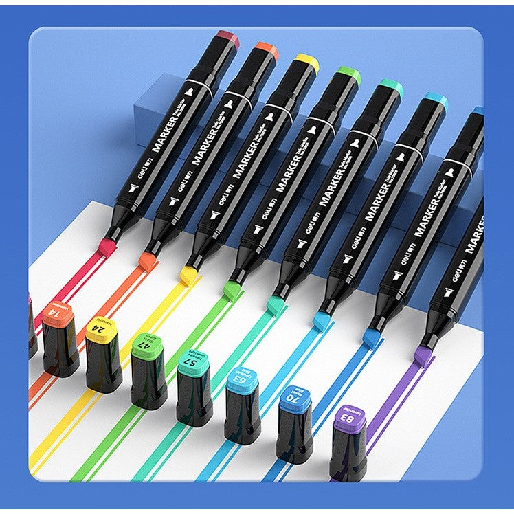 Set 40 Markere, Flippy, pe Baza de Ulei, Dublu Capat, Subtire 1mm si Gros 6 mm, Geanta Depozitare, 15 cm, Multicolor - vivimall.ro