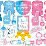 Set 30 de Accesorii pentru Petrecere, Vivimall, Props pentru Coltul de Poze, Gender Reveal, Tematica Baby Shower, Albastru-Roz - vivimall.ro