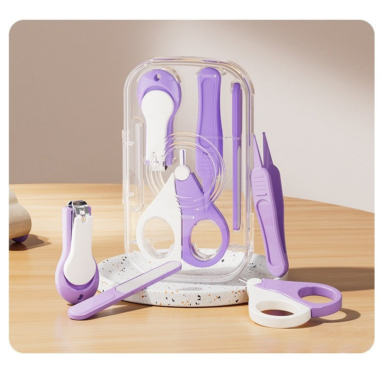 Set 4in1 de Ingrijire Unghii pentru Bebelusi, Vivimall, Cutie de Depozitare Texturata, 0-6 Ani, 13.6x8x2 cm, Mov - vivimall.ro