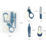 Set 4in1 de Ingrijire Unghii pentru Bebelusi, Vivimall, Cutie de Depozitare Transparenta, 0-6 Ani, 13.6x8x2 cm, Albastru Marin - vivimall.ro