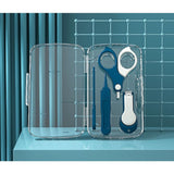 Set 4in1 de Ingrijire Unghii pentru Bebelusi, Vivimall, Cutie de Depozitare Transparenta, 0-6 Ani, 13.6x8x2 cm, Albastru Marin - vivimall.ro