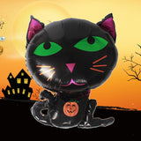 Set 5 Baloane din Folie Metalizata, Vivimall, Figurine, Tema Halloween, Pai Inclus, Ambalaj Individual, Umflare cu Aer sau Heliu, Figurina Pisica 65x49 cm, Stelute si Cerculete 45 cm, Negru - vivimall.ro