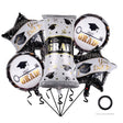 Baloane cu tematica Absolvire, Vivimall, set din 5 baloane, 1 Figurina Diploma, 2 stele, 2 rotunde, din folie de aluminiu, 70 x 40 cm, Aer si Heliu, Alb Negru - vivimall.ro
