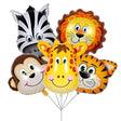 Set 5 Baloane Folie Metalizata, Vivimall, Figurine Animale Salbatice, 30 cm, Ambalaj Individual, Pai inclus, Umflare cu Aer sau Heliu, Multicolor - vivimall.ro