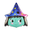 Baloane Halloween, Vivimall, set din 5 Baloane, 1 Little Witch Halloween, 2 stele negre, 2 baloane rotunde multicolore, din folie de aluminiu, 30- 40 cm, pai de carton inclus, Multicolor - vivimall.ro