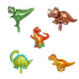 Set 5 Baloane Folie Metalizata, Vivimall, Figurine Dinozauri, 30 cm, Ambalaj Individual, Pai inclus, Umflare cu Aer sau Heliu, Multicolor - vivimall.ro